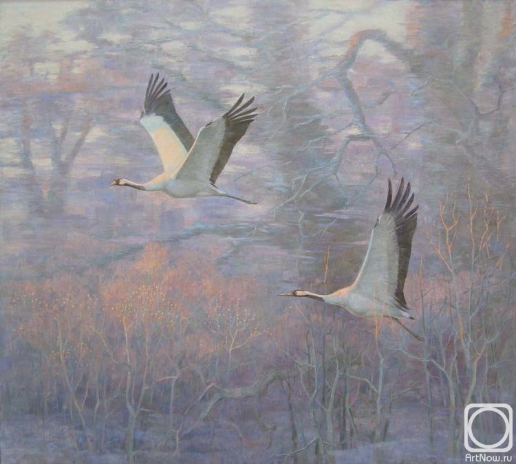 Goltseva Yuliya. Cranes flying