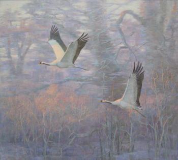 Cranes flying. Goltseva Yuliya