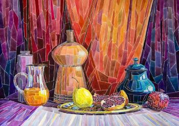 Still life with yellow pear