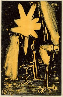 Candle and the Wine-glass (monotypy) (Monotipia). Yudaev-Racei Yuri