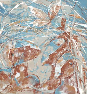 Blue shadows of flying moths