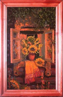 Sunflowers in the window. Mohov Alexandr
