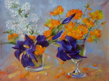 Irises and Siberian roses. Razumova Svetlana