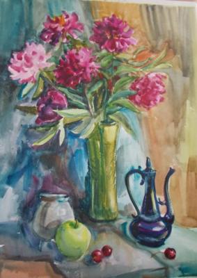 Still life with a bouquet of peonies. Kruppa Natalia