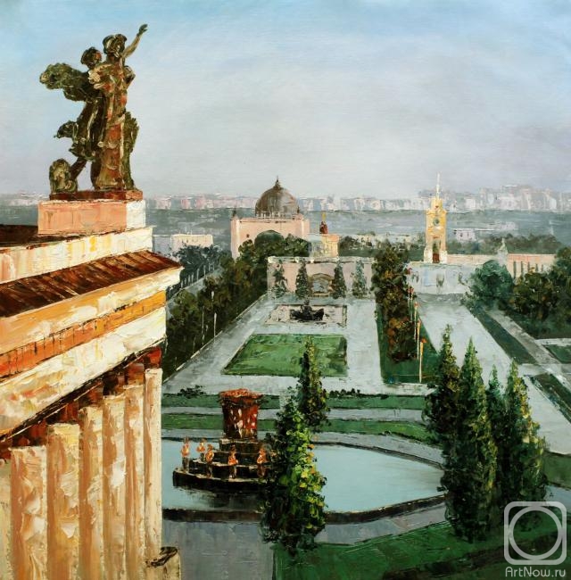 Vevers Christina. View of VDNKH from the height of bird flight (Series "Landscapes of Moscow")