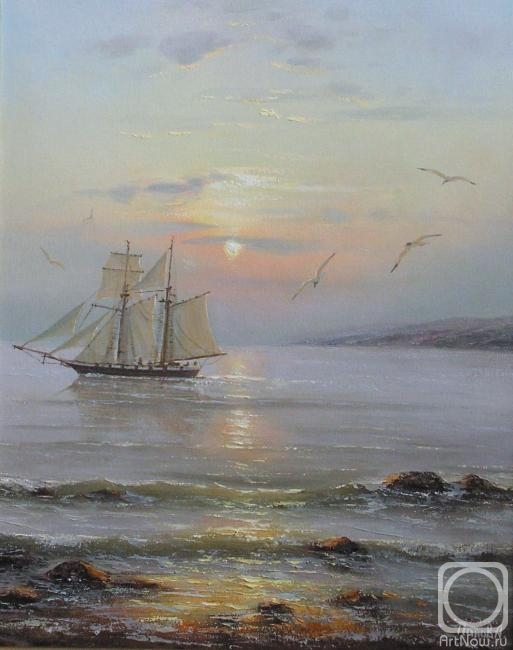 Panov Aleksandr. A sailboat in the morning light