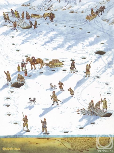 Fomin Nikolay. Winter net fishing