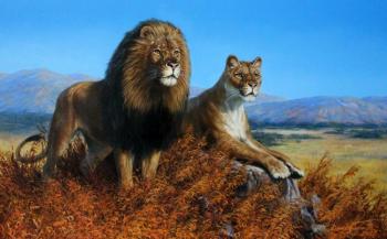 Savannah (lion with lioness). Danchurova Tatyana