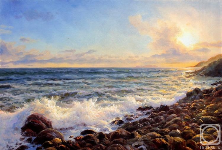 Lagno Daria. Coastal waves. Sunset