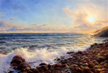 Coastal waves. Sunset. Lagno Daria
