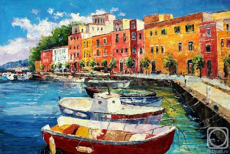 Vevers Christina. Mediterranean city. Boats at the waterfront