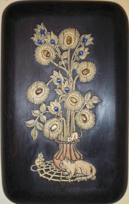 Panel bouquet with kitten. Piankov Alexsandr