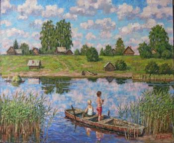 On a summer day on the river. Melikov Yury