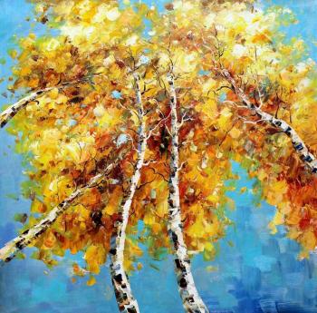 Gold of the birch on background blue N4. Vevers Christina