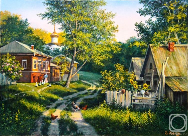 Ivanov Vladimir. Evening in the village (a free copy of paintings by Mikhail Satarov)