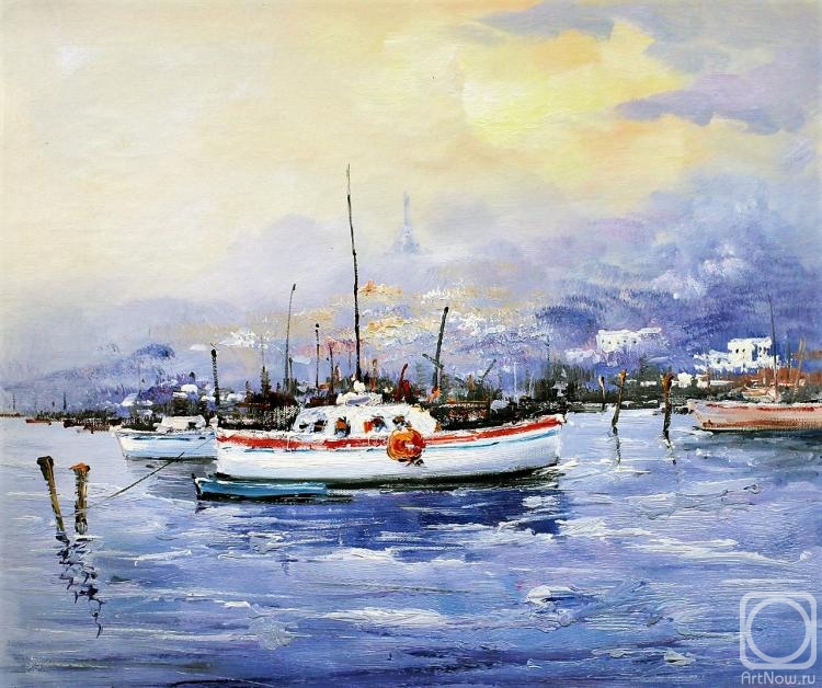 Vevers Christina. Boats against the background of the city. White and red N2