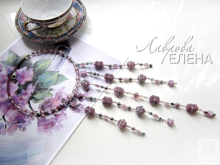 Lavrova Elena. Cascade necklace "Lilac Rain"