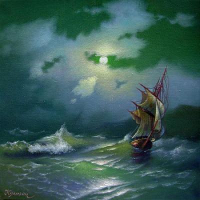 The ship in the moonlit night. Kulagin Oleg
