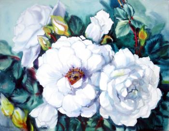 Картина «Белые розы в саду»