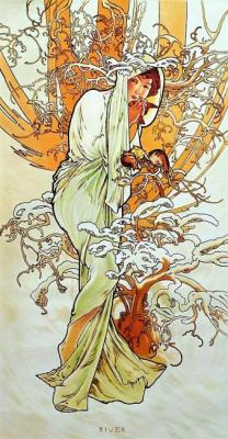 Copy of the painting of Alphonse Mucha, "Winter. The series "the seasons"