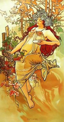 Copy of the painting of Alphonse Mucha, Autumn. The series the seasons