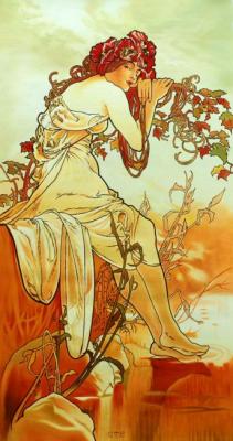 Copy of the painting of Alphonse Mucha "Summer. The series "the seasons"