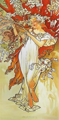Copy of the painting of Alphonse Mucha "Spring. The series "the seasons". Kamskij Savelij