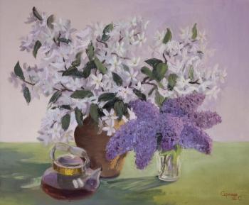 A Standstill With Lilacs And A Teapot (Still Life With Apple Tree). Seregin Sergey