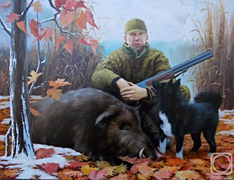 Прилежный охотник. Картина охотники. Портрет в образе охотника.