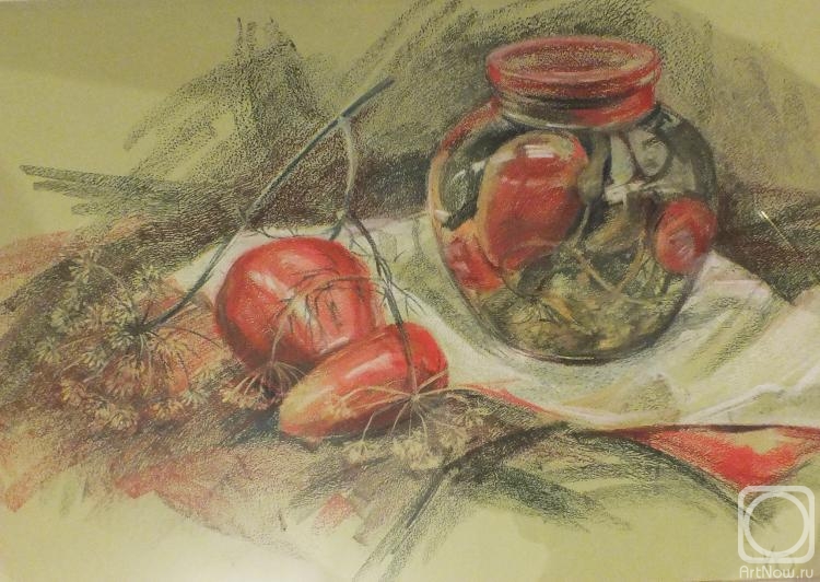 Odnolko Natalia. Still life with pepper and tomatoes