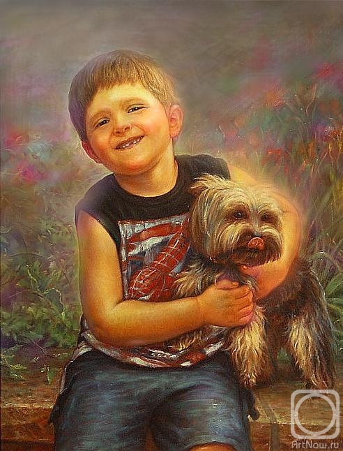 Maykov Igor. boy and dog