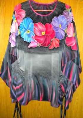 Batik-blouse "Pansies in the Night"