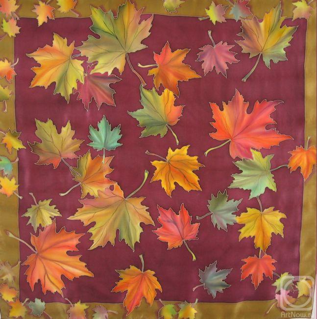 Moskvina Tatiana. Handkerchief "Autumn Leaf Fall"