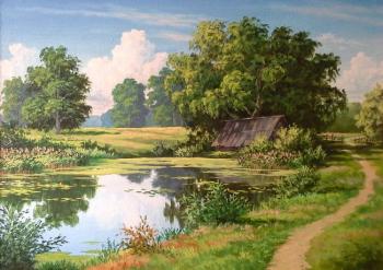 Summer landscape with a pond. Vorobyev Igor
