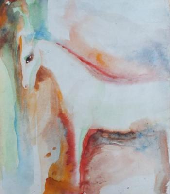 White Horse (Horse In Watercolor). Odnolko Natalia
