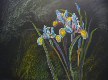 Irises (Painting Blue Iris). Zozoulia Maria