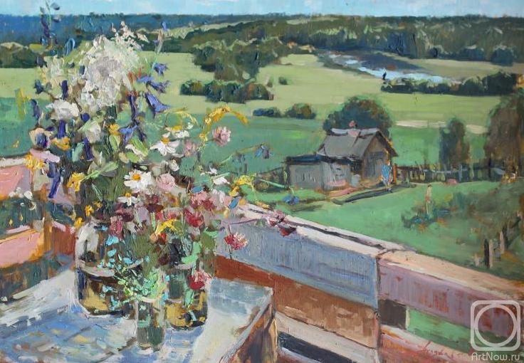 Polyakov Arkady. Bouquet with a view of the River Kubena