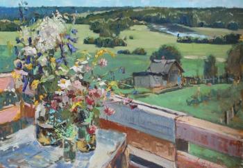 Bouquet with a view of the River Kubena. Polyakov Arkady