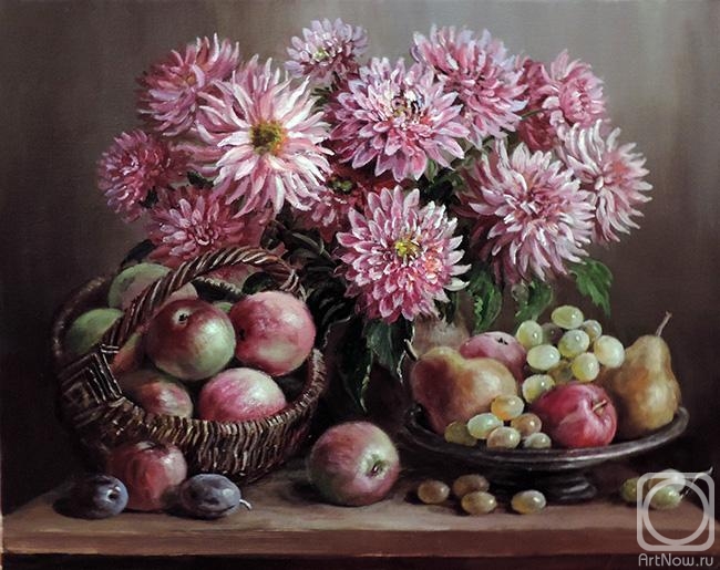 Vorobyeva Olga. Dahlias and fruits