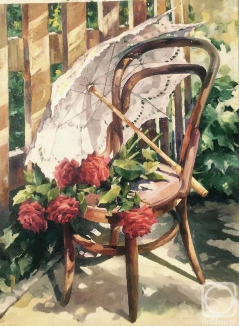 Yarkovaya Tatyana. Red roses on a Viennese chair