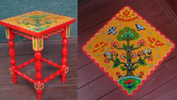 Stool painted. The tree of life