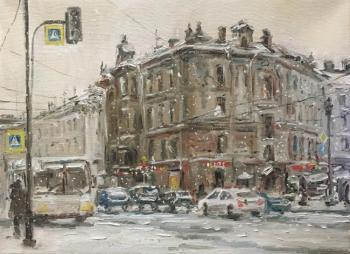 The first snow on Sadovaya, St. Petersburg