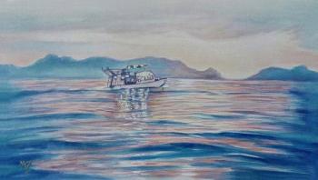 Dusk (A Boat In The Sea A Picture). Zozoulia Maria
