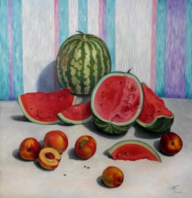 Watermelons and peaches (Paintings For Sale Moscow). Pogylaj Ksenija
