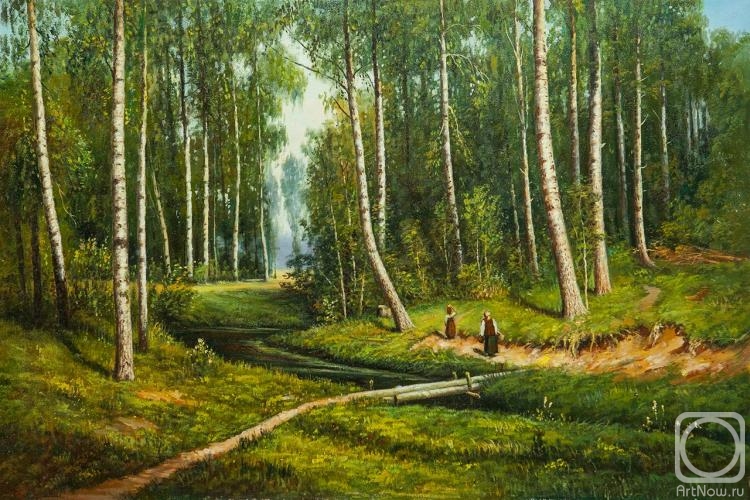 Kamskij Savelij. Copy of painting Ivan Shishkin. Brook in a birch forest