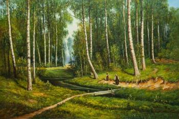 Copy of painting Ivan Shishkin. Brook in a birch forest. Kamskij Savelij
