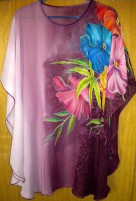 Blouse batik "Pansies on chiffon". Moskvina Tatiana