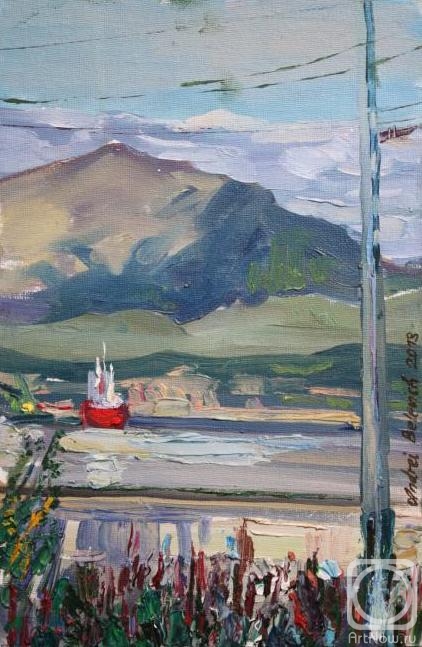 Belevich Andrei. Red ship at Sandnes fjord