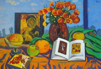 Still life with an icon (Book Icon). Li Moesey