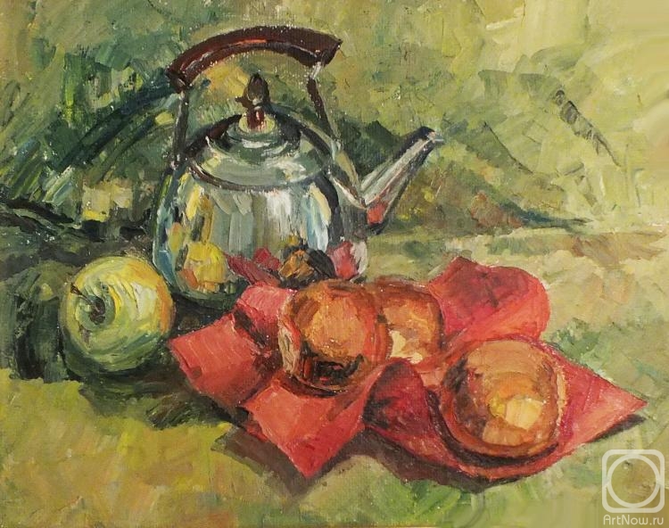 Odnolko Natalia. Still life with a mirror teapot